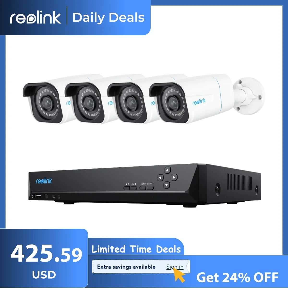 Waterproof 4K Ultra HD Channels 8 Outdoor Security Camera with Person Detection and 24/7 Recording
