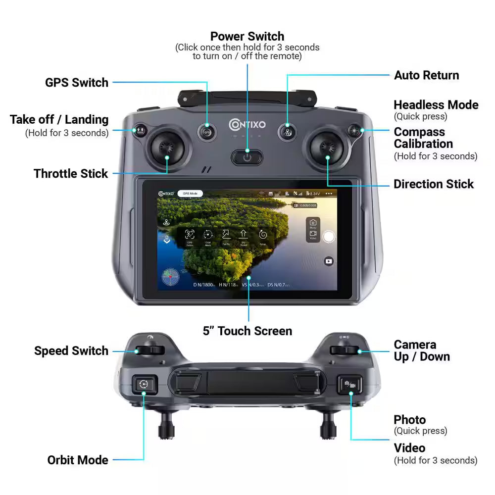 Altura Max 4K GPS Drone with 3-Axis Gimbal, 5 In. Screen Remote, 3KM Range, 23-Min Flight, No FAA Needed