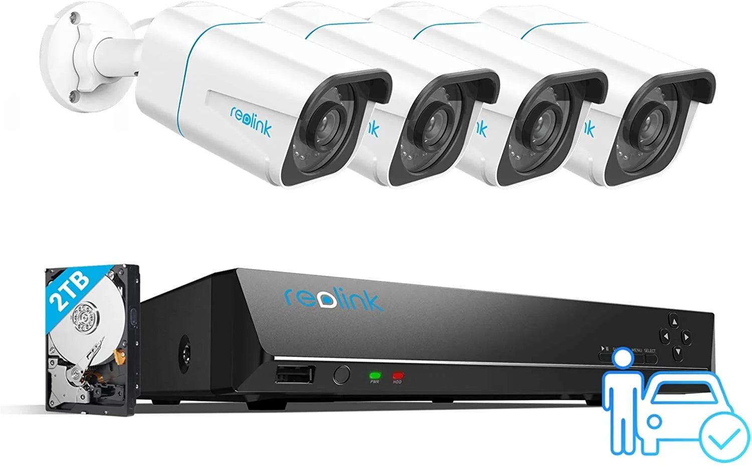 Waterproof 4K Ultra HD Channels 8 Outdoor Security Camera with Person Detection and 24/7 Recording