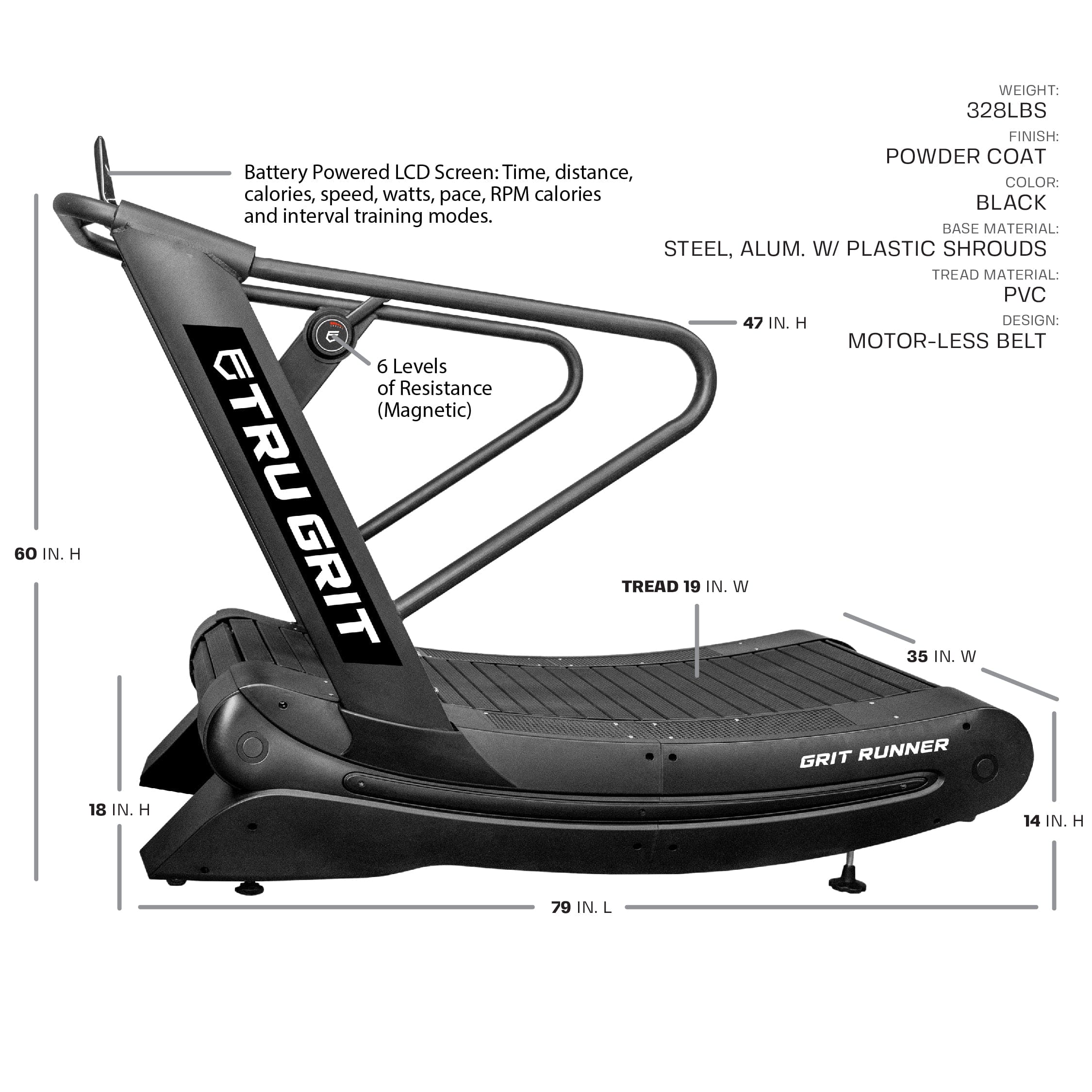 Elevate Your Workout with the Grit Runner Curved Manual Treadmill - Unleash Your Fitness Potential!